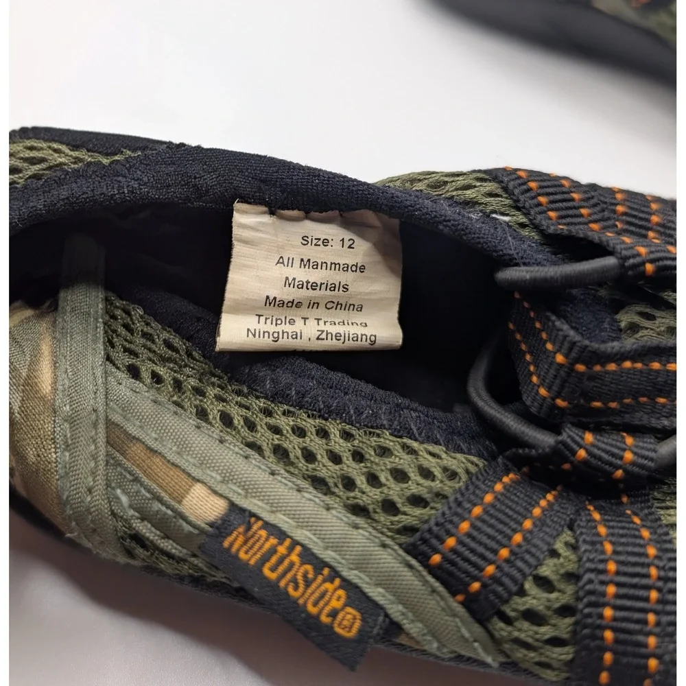 Northside Kids Camo Water Shoes Mesh Bungee Aqua Socks Green Brown Size 12
